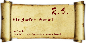 Ringhofer Vencel névjegykártya